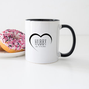 Simple Modern Hubby Established Date Wedding Gift Mug