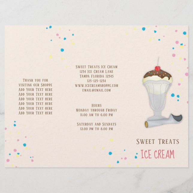 Simple Modern Ice Cream Sprinkles Minimalist Brown Flyer (Front)