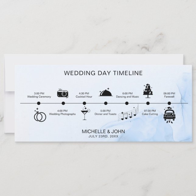 Simple Modern Illustrated Wedding Timeline Invitation (Front)