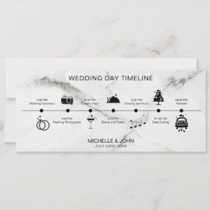 Simple Modern Illustrated Wedding Timeline Invitation