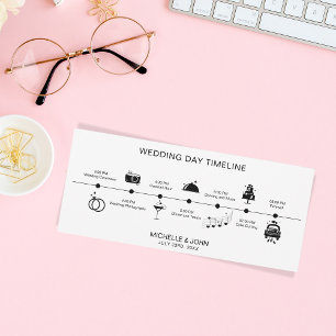 Simple Modern Illustrated Wedding Timeline Invitation