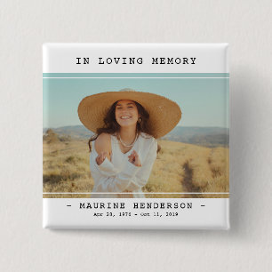Simple Modern In Loving Memory Photo Memorial  15 Cm Square Badge
