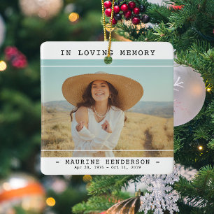 Simple Modern In Loving Memory Photo Memorial Ceramic Ornament