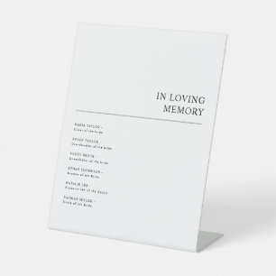 Simple Modern In Loving Memory Wedding Pedestal Sign