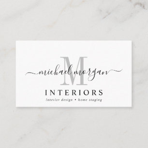 Simple Modern Interior Designer Script Business  Business Card