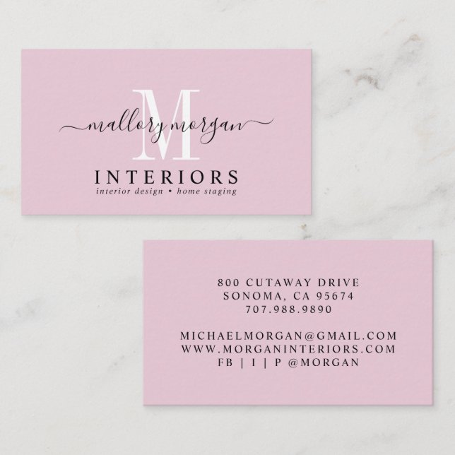 Simple Modern Interior Designer Script Business  Card (Front/Back)