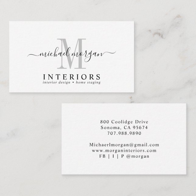 Simple Modern Interior Designer Script Dusty Pink Business Card (Front/Back)