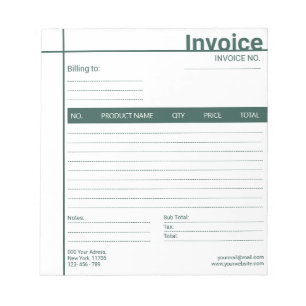 Simple Modern Invoice Sales Receipt Green Business Notepad