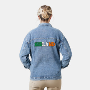 Simple Modern Ireland National Flag Apparel Denim Jacket