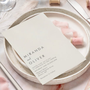 Simple Modern Ivory Monogram Wedding Invitation