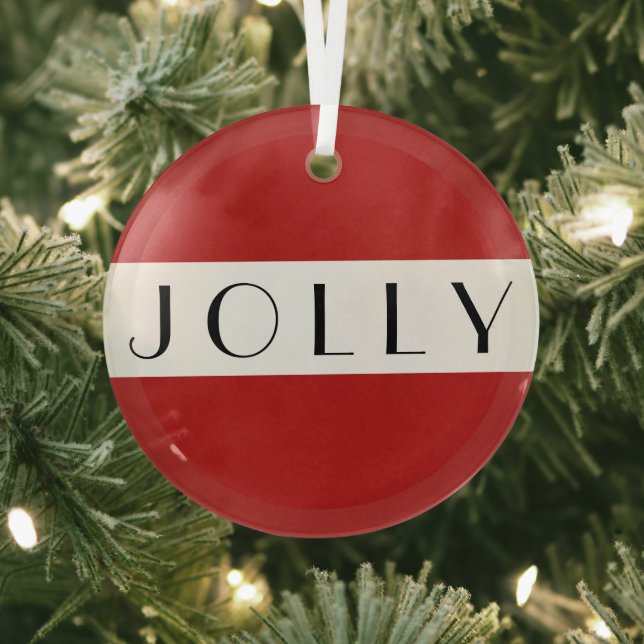 Simple Modern Jolly Christmas Holiday Red Glass Tree Decoration (Insitu)