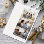 Simple Modern Joyful Family 3 Photo Christmas Gold Foil Holiday Card<br><div class="desc">Let go of gimmicky holiday cards this year and opt for something more meaningful and memorable, to reflect your stylish spirit this holiday season. Featuring a stark, minimalist style, this black and white photo holiday card stands out thanks to its bold and beautiful modern typography in gold foil that's sure...</div>