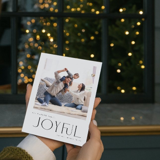 Simple Modern Joyful Family Photo Christmas Holiday Card (Spread Joy! Send a Personalized 'Joyful' Holiday Card 📸🎄 [Your Photo Here])