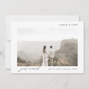 Simple Modern Just Married Script Photo Wedding Announcement