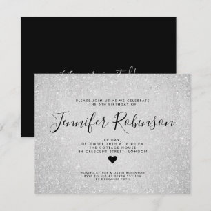 Simple Modern Kids Birthday Silver Glitter Paint Invitation