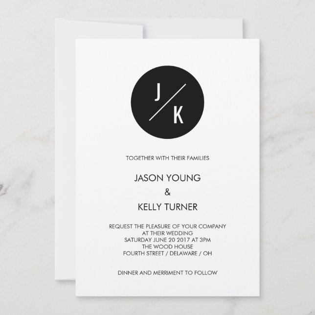 Simple modern kraft monochrome circle invitation (Front)