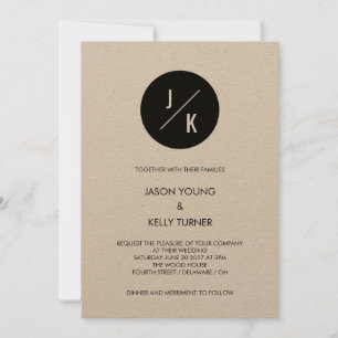 Simple modern kraft monochrome circle invitation
