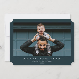 Simple Modern Large Single Photo Happy New Year Holiday Card