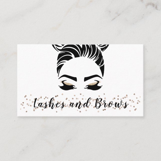 Simple Modern Lashes Brows Illustration Business Card (Front)