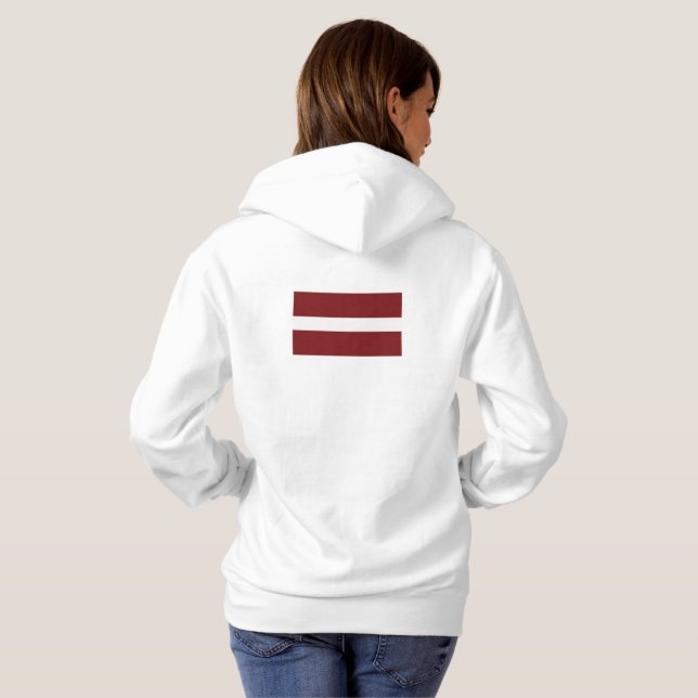 Simple Modern Latvia Flag Souvenir , Backside Hoodie (Back Full)