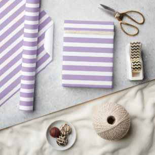 Simple Modern Lavender Purple Striped Minimalist Wrapping Paper