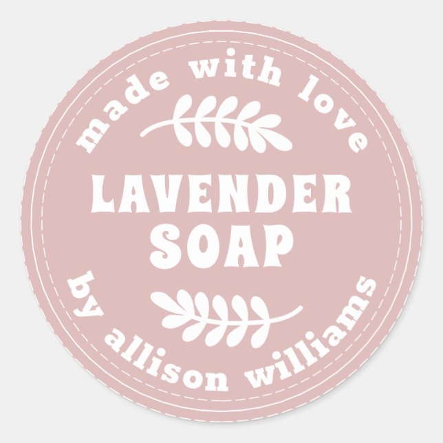 Simple Modern Lavender Soap Silver Pink Classic Round Sticker (Front)
