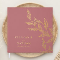 Simple Modern Leaves Dusty Rose Wedding Gold