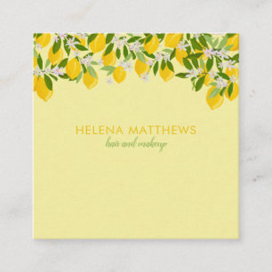 Simple Modern Lemons Greenery Square Square Business Card