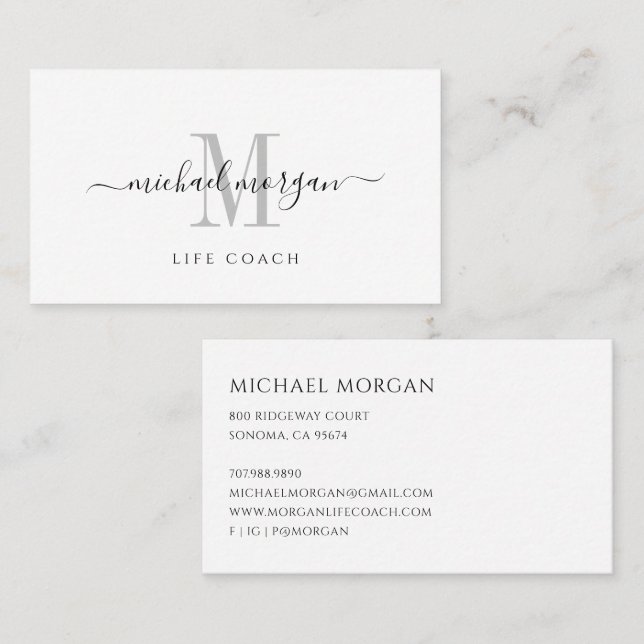 Simple Modern Life Coach Script Business  Card (Front/Back)