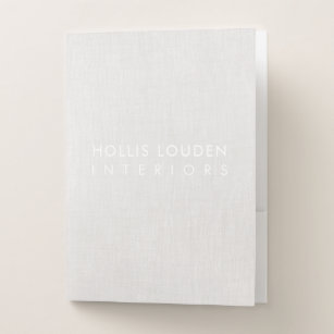 Simple Modern Light Beige Linen "look" Pocket Folder