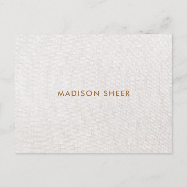 Simple Modern Light Beige Linen, Professional Postcard (Front)