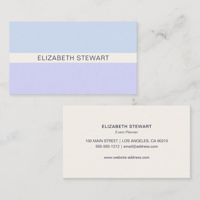 Simple Modern Light Blue and Lavender Professional Business Card (Front/Back)