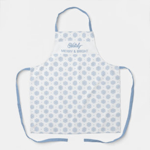 Simple Modern Light Blue Snowflake Pattern Winter Apron