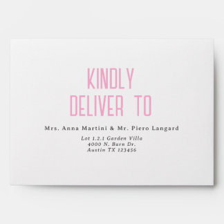 Simple Modern Light Elegant Pink Wedding Envelope