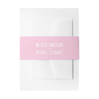 Simple Modern Light Elegant Pink Wedding Invitation Belly Band