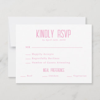 Simple Modern Light Elegant Pink Wedding RSVP Card