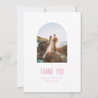 Simple Modern Light Elegant Pink Wedding Thank You Card