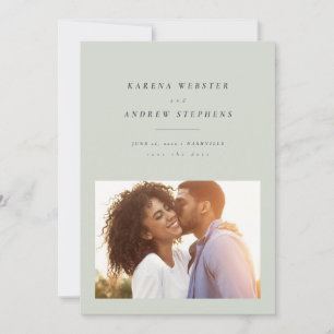 Simple modern light green photo save the date