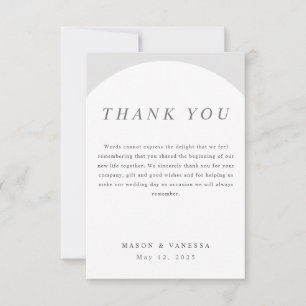Simple Modern Light Grey Arch Flat Thank You Card