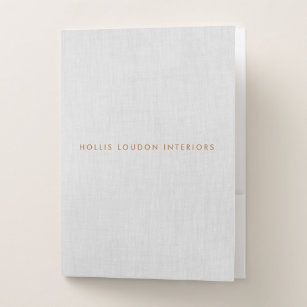 Simple Modern Light Grey Linen "look" Pocket Folder