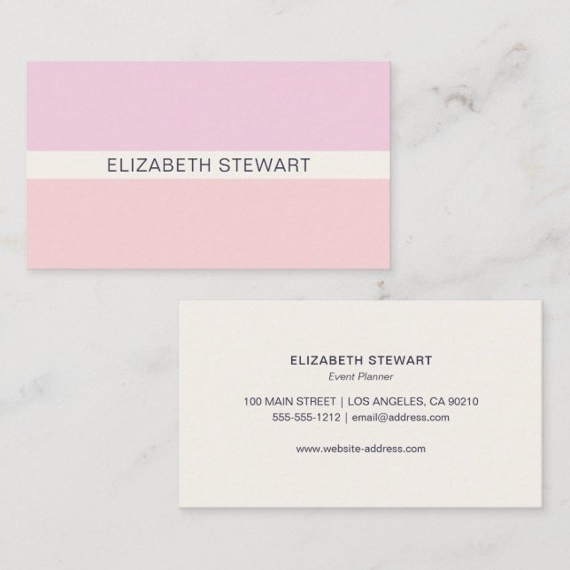 Simple Modern Light Pink and Coral Professional Business Card (Front/Back)
