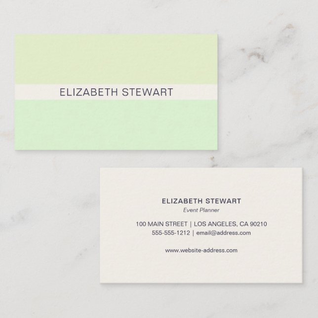 Simple Modern Light Spring Green Professional Business Card (Front/Back)