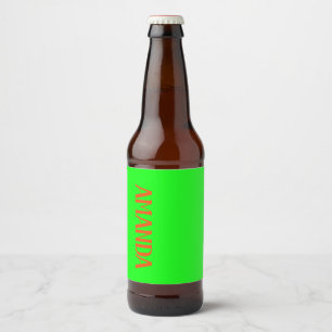 Simple & Modern Lime Green & Orange - Personalised Beer Bottle Label