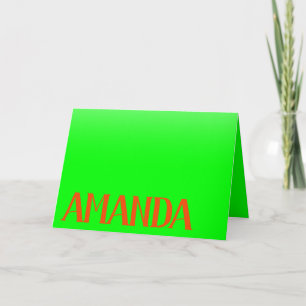 Simple & Modern Lime Green & Orange - Personalised Card