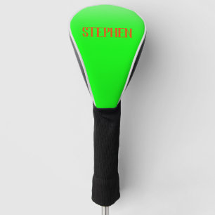Simple & Modern Lime Green & Orange – Personalised Golf Head Cover