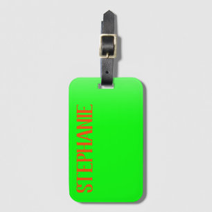 Simple & Modern Lime Green & Orange - Personalised Luggage Tag