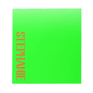 Simple & Modern Lime Green & Orange - Personalised Notepad