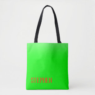 Simple & Modern Lime Green & Orange – Personalised Tote Bag