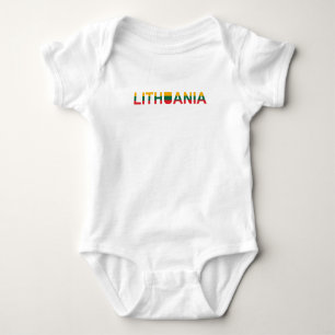 Simple Modern Lithuania Lithuanian map Flag Baby Bodysuit