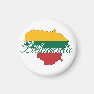 Simple Modern Lithuania  Lithuanian map Flag  Magnet